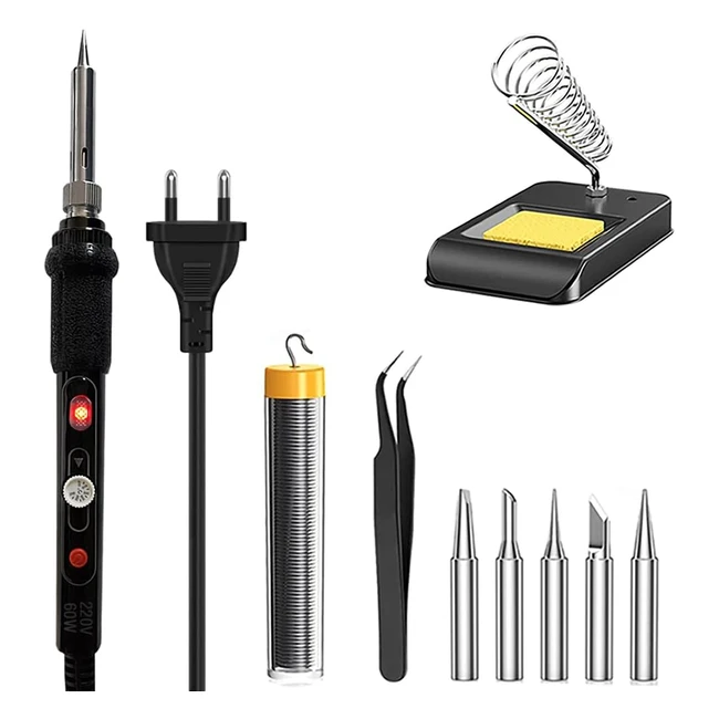Saldatore Kit 60W Saldatura Kit con Interruttore OnOff Temperatura Regolabile 2