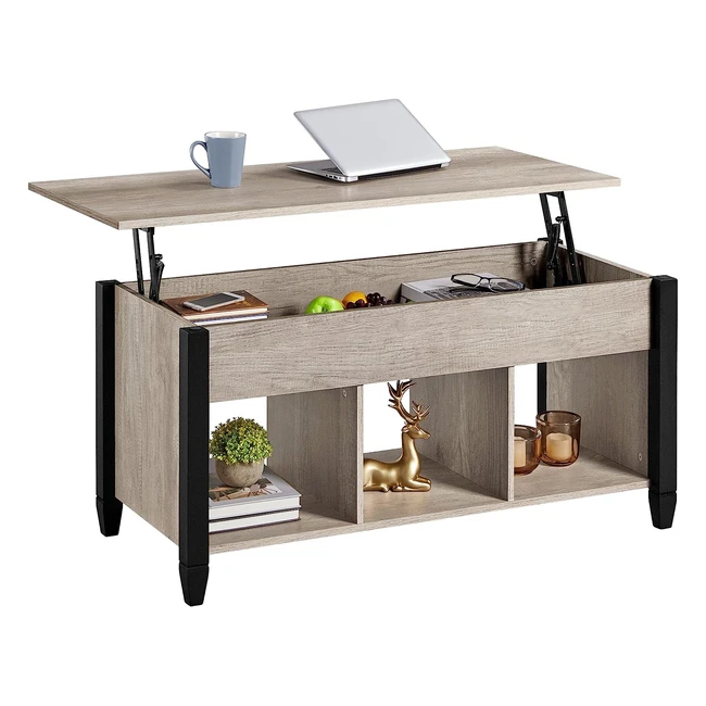 Yaheetech Couchtisch höhenverstellbar Kaffeetisch mit Hebeplatte und Stauraum Holz Beistelltisch Grau