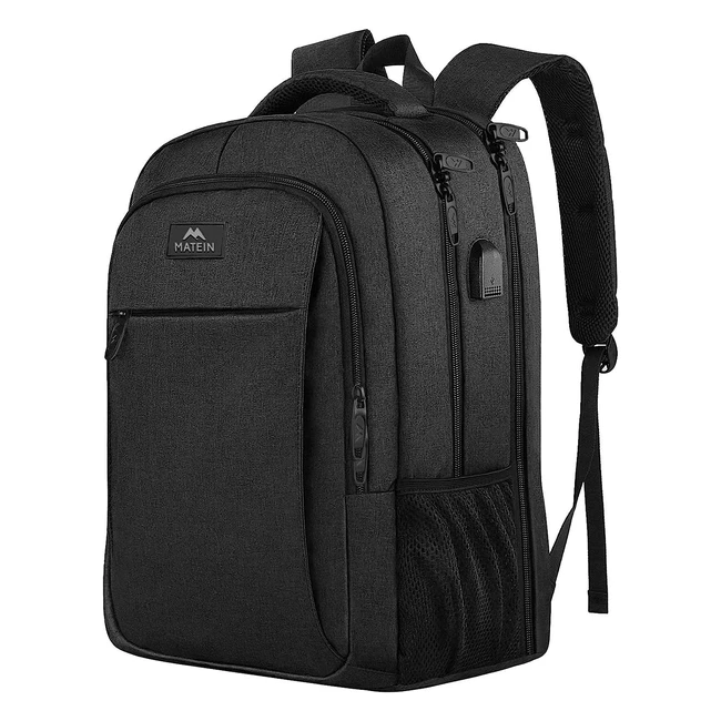 Matein Travel Laptop Backpack 17.3 Inch - Stylish Business Backpack with USB Charging Port