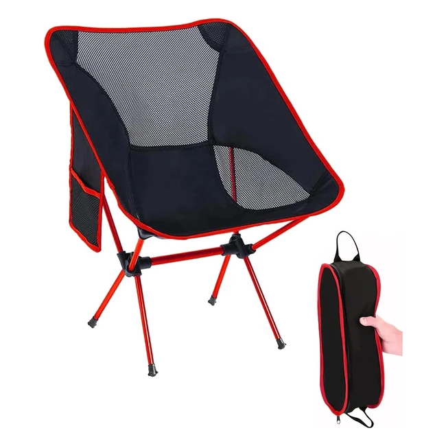 JR Jumiar Ultralight Portable Camping Chair - Durable & Lightweight - Red