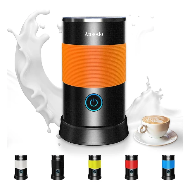 Espumador de Leche Eléctrico 600W 240ml - Milk Frother 4 en 1 - Espumador Vaporizador de Leche Automático - Espuma Caliente/Fría - Calentar y Espumar para Latte, Chocolate, Nespresso, Capuchino - Naranja