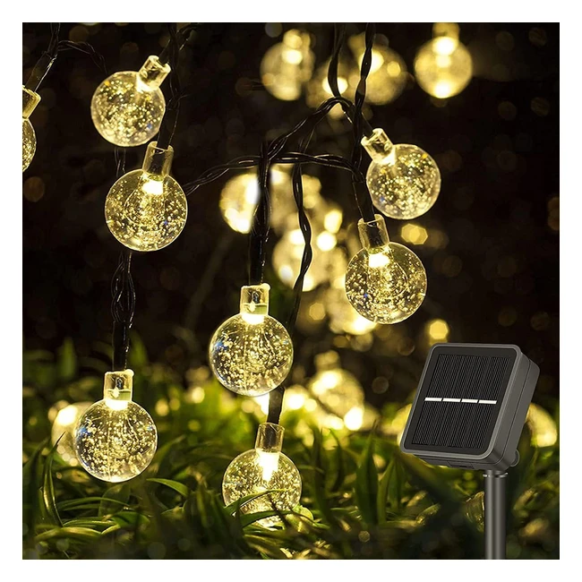 Guirlande Lumineuse Solaires Extérieur 20m 200 Leds Boules de Cristal Imperméable