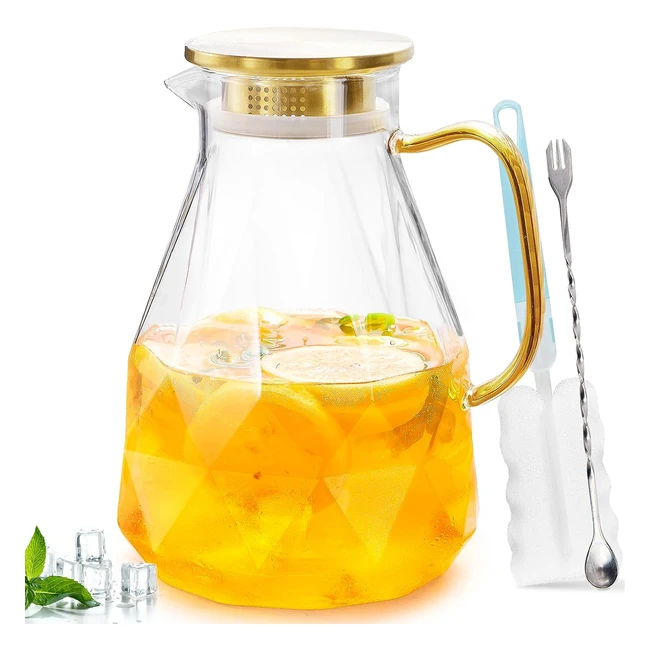 Caraffa in Vetro Miudeco 22L74oz - Design elegante, resistente al calore, perfetta per bevande fredde e calde