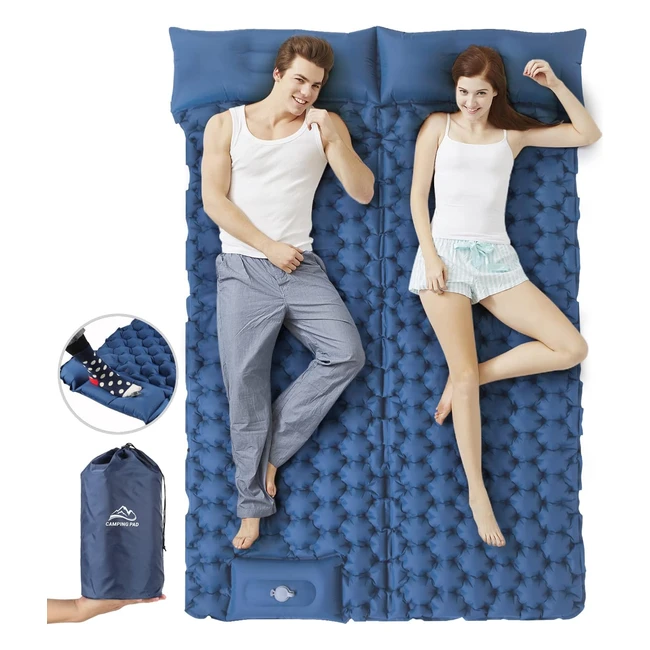 Elegear Camping Mattress - Self Inflating Double Sleeping Mat with Foot Pump - Lightweight & Portable