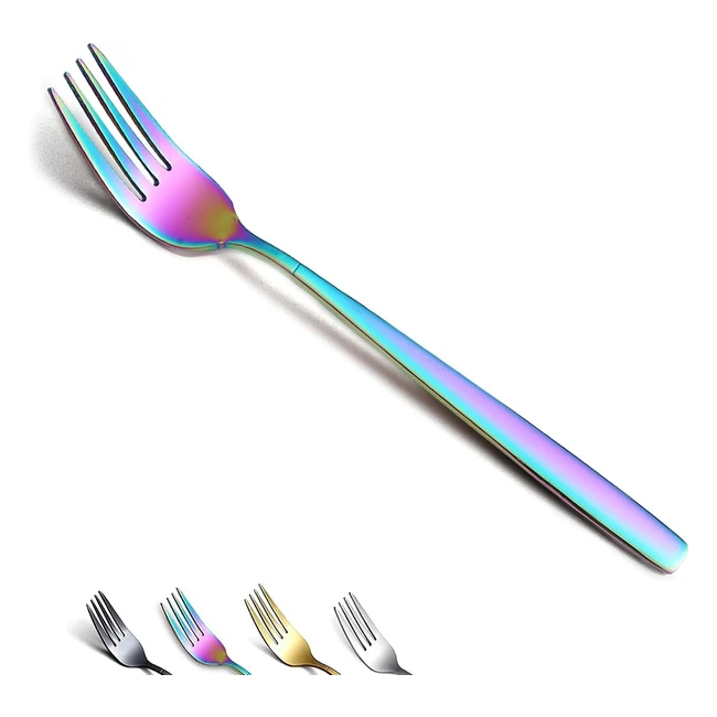 Berglander6 Forchette da Tavola Arcobaleno - Acciaio Inossidabile Placcato Titanio - Set 6 Pezzi