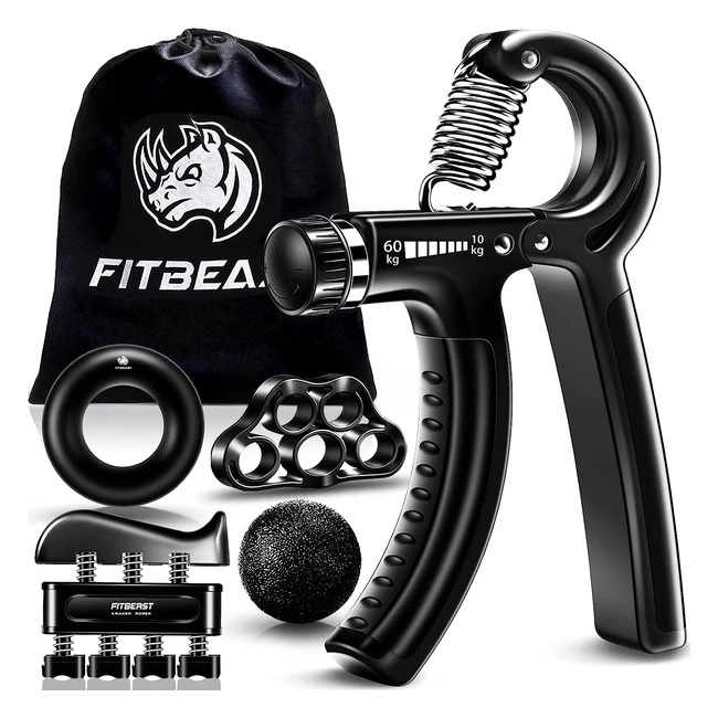 Fitbeast Hand Grip Strengthener Forearm Grip Workout Kit - Improve Strength, Power, and Speed - 5 Pack