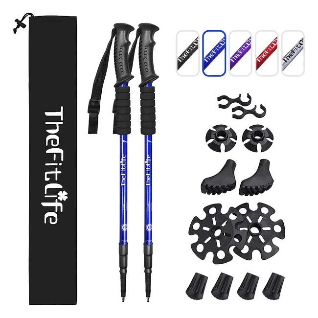 TheFitLife Hiking Walking Trekking Poles - 2 Pack with Antishock and Quick Lock System - Ultralight & Collapsible