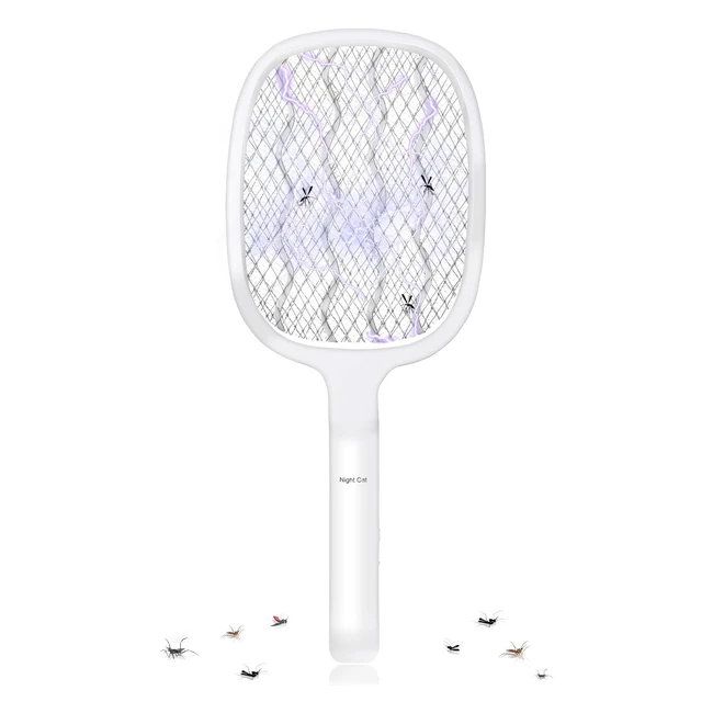 Raqueta Mata Moscas Eléctrica Night Cat 3000v USB C Recargable