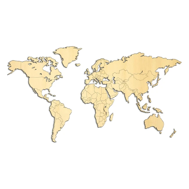 Mappa del Mondo in Legno MDF Frassino - Quadri Moderni Soggiorno 190x105 cm