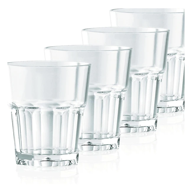 Lot de 4 verres incassables en plastique solide Kerafactum - Idéal pour l'eau, le jus et le whisky - Sans BPA