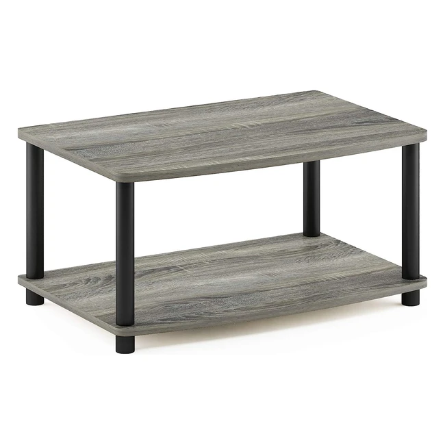Furinno Toolless TV Stand - French Oak Grey/Black - 605W x 279H x 401D cm - Easy Assembly