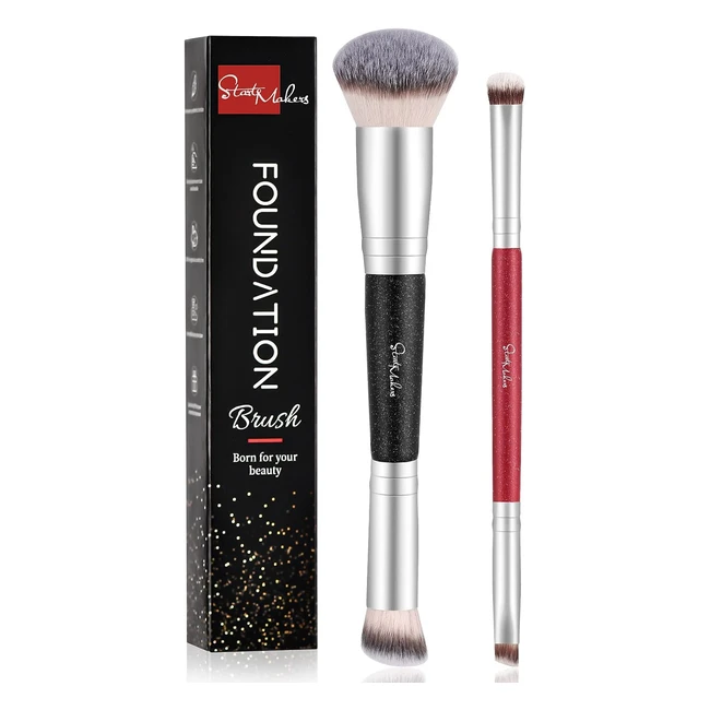 Pennello Fondotinta Start Maker 2 Pezzi - Doppio Terminale 2in1 Kabuki - Make Up Viso