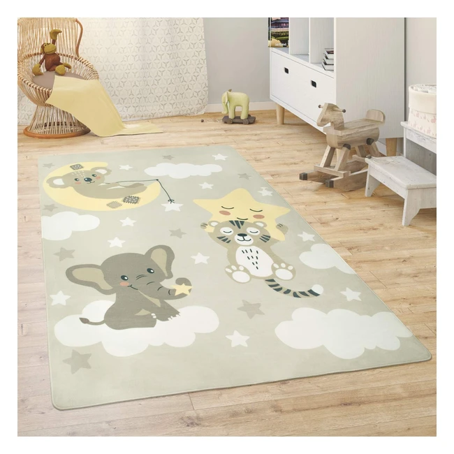 Paco Home Kinder Teppich Spielmatte Tiere Regenbogenherz, 100% Polyester, OEKO-TEX Standard 100