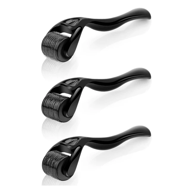 URAQT Derma Roller 3pcs 0.25mm/0.5mm/0.75mm - Beard Growth Roller 540 Titanium Micro Needling Roller - Stimulate Hair Growth, Scar Removal