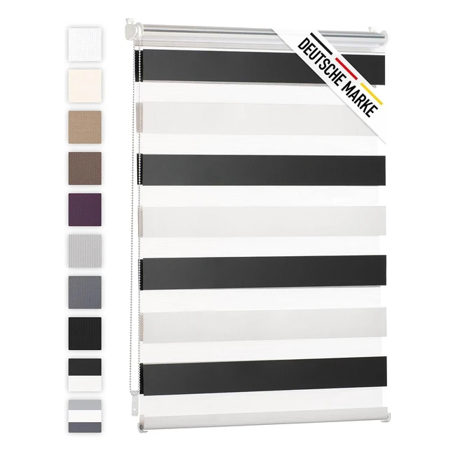 Blumtal Doppelrollo 85 x 155195cm Klemmfix Rollo ohne Bohren - weiß/schwarz