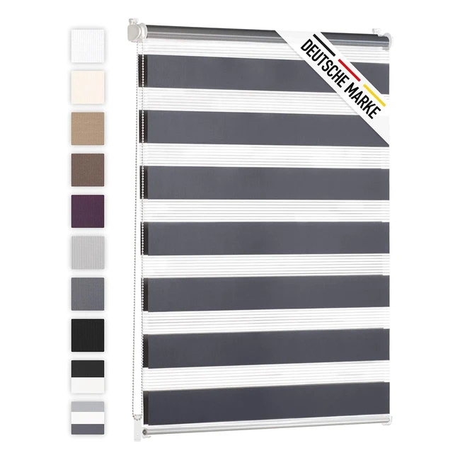 Blumtal Doppelrollo 70 x 155195cm - Klemmfix Rollo ohne Bohren - Anthrazit