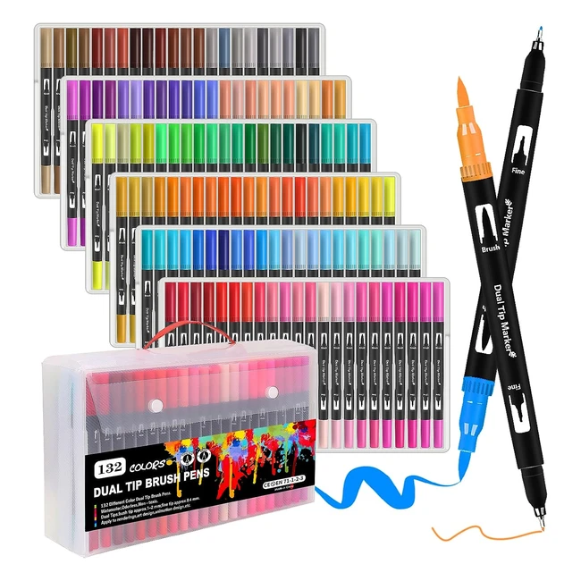 Rotuladores Lettering Brush Pen - 132 Colores - Punta Fina y Flexible - Arte y Caligrafía
