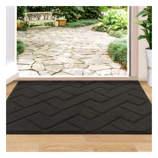 Paillasson Tapis de Porte d'Entrée Absorbant et Antidérapant - 80x100 cm - Gris Foncé