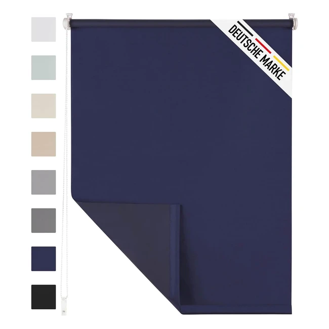 Blumtal Verdunklungsrollo 2er Set, Marineblau, Klemmfix, 90x155195cm