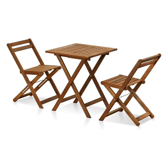 Furinno Outdoor Hardwood 3 Piece Bistro Set - Teak Oil Durable  Water Resistan