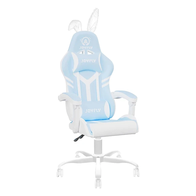 Joyfly Kawaii Gaming Chair for Girls - Ergonomic PC Chair with Armrests and Lumbar Support - Light Blue