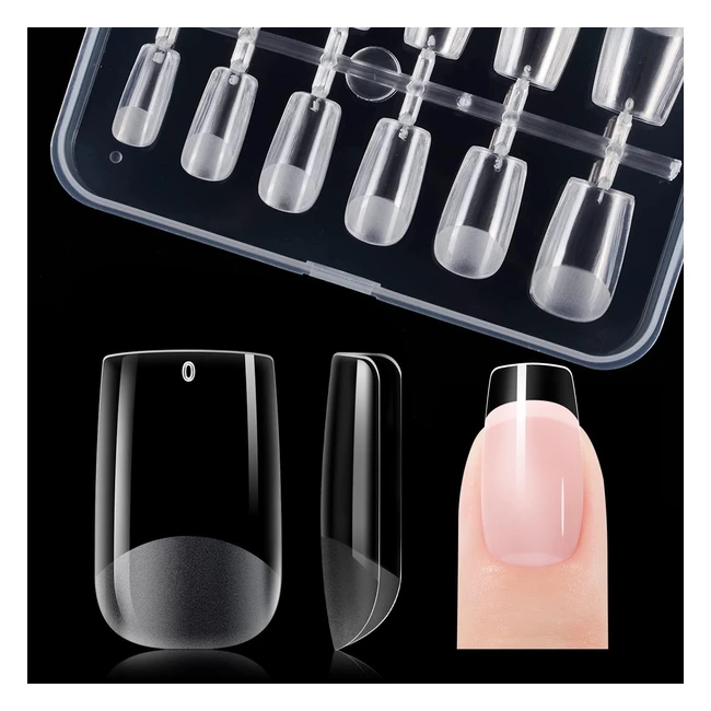 Kit Ongles Gelike EC Carré Court - 120pcs, 12 Tailles - Couverture Complète - Prothésiste Ongulaire - Résine