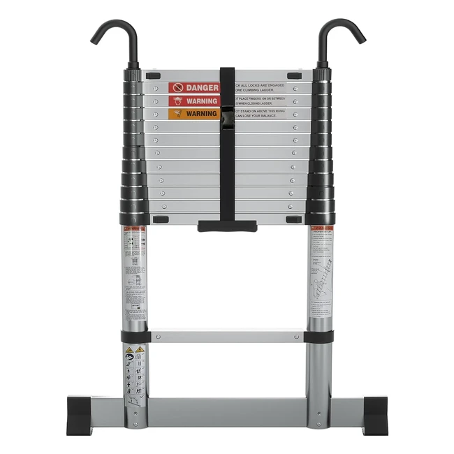 Échelle télescopique 38m fermeture douce, verrouillage multihauteur, base plus large - Charge stable 150kg