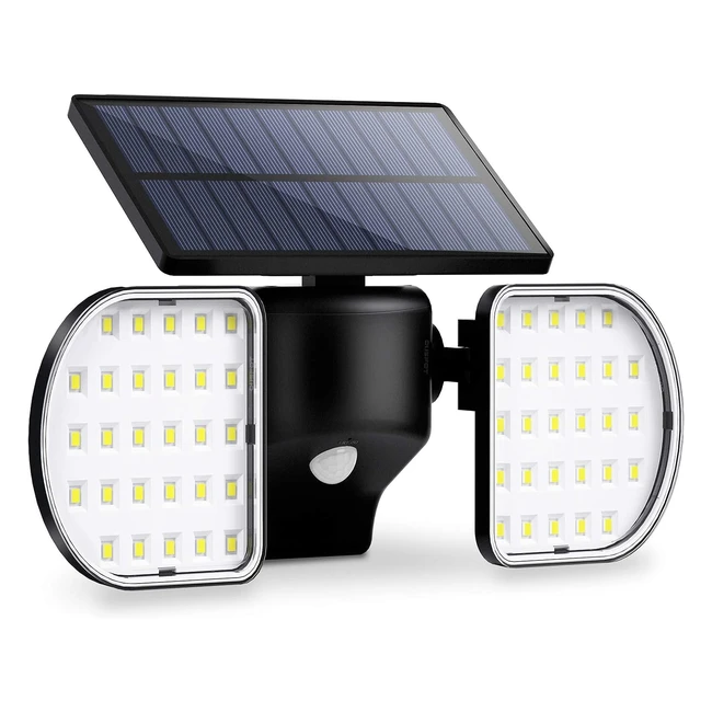 Projecteur LED extérieur OUSFOT IP65 avec panneau solaire - Détecteur de mouvement - 2 200 mAh - 360° réglable - Lumière solaire pour jardin
