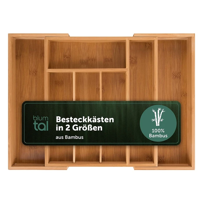 Blumtal Besteckkasten Schublade aus Bambus - Platz für 9 Fächer - Hochwertiger Organizer