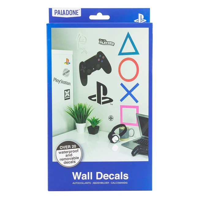 Adesivi da parete in vinile Paladone PlayStation - 22 adesivi impermeabili e rim