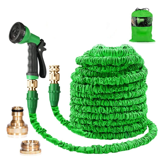 Suplong 100ft Expandable Garden Hose with 1234 Fittings - Lightweight & Durable - 8 Function Spray Nozzle