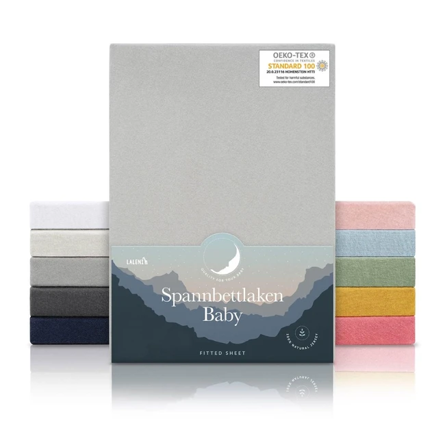 Laleni 3er-Set Spannbettlaken Babybett Kinderbett 70x140cm - Ökotex zertifiziert - Atmungsaktives Spannbetttuch - Jersey Baby 135g/m² - Moonlight Grey