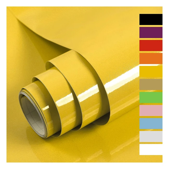 Hode Furniture Sticker Yellow Self Adhesive Wallpaper - Glitter Effect Vinyl Film Roll - 40cmx300cm