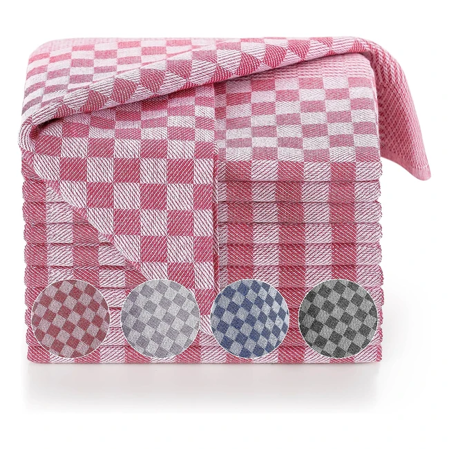 Blumtal 20er Set Geschirrtücher, 100% Baumwolle, 50x70 cm, rot kariert, Öko-Tex zertifiziert