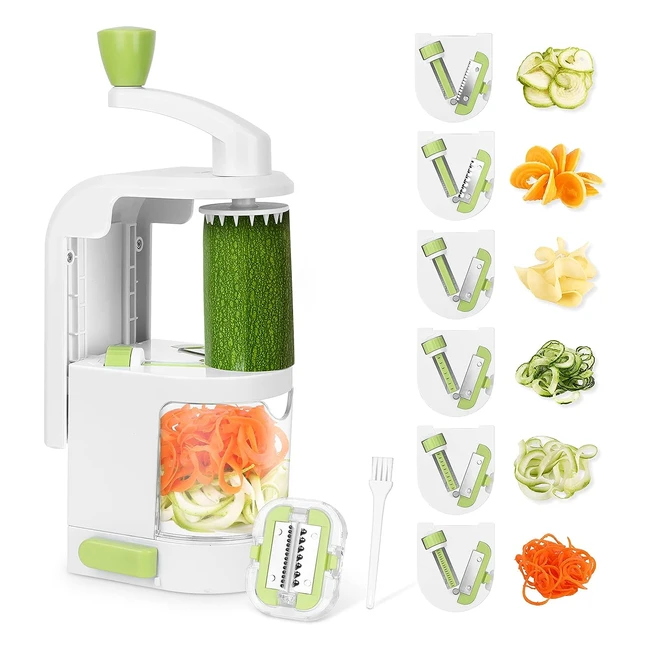 Spiraliseur de légumes manuel avec 6 lames - Coupe-légumes spaghetti - Préparation de spaghettis de légumes