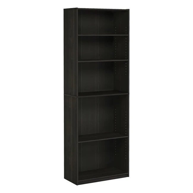 Furinno Jaya Simply Home 5-Shelf Bookcase Espresso - Stylish Design, Adjustable Shelves