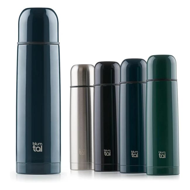 Blumtal Thermosflasche Eifel 1L - Isolierbecher mit Trinkbecher - Warme Getränke unterwegs - Dark Ocean Blue