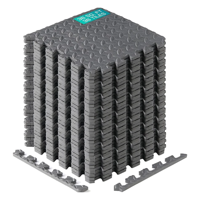 Yes4All Interlocking Exercise Foam Mats with Border - Gym Equipment