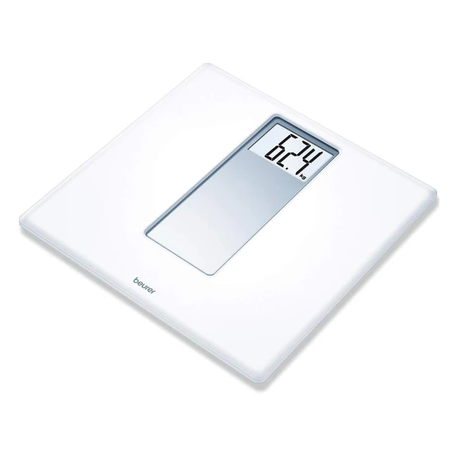Beurer PS160 Digital Bathroom Scale - Pure White Acrylic - XXL Display - 180kg Capacity