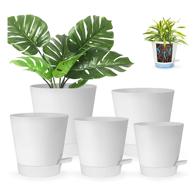 Jardinières d'intérieur Riogoo avec arrosage automatique - Lot de 5 - Blanc