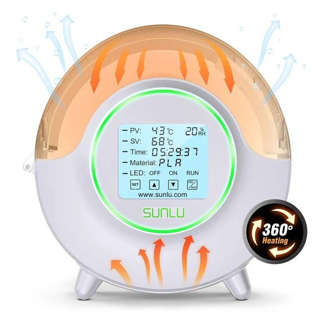 Boîte de séchage pour filament Sunlu S2 - Garder au sec pendant l'impression 3D - Chauffage 360° - Support de filament blanc