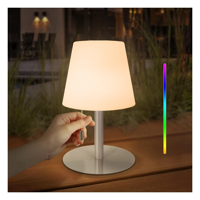 Lámpara de Mesa Inalámbrica LED Recargable - Iluminación Portátil para Restaurantes, Jardín y Camping - Plata