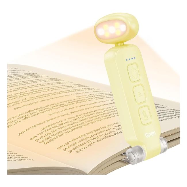Lampe de lecture rechargeable Gritin - 3 couleurs - Protection des yeux - 5 réglages de luminosité - Tête rotative 90° - Liseuse clip pour enfant