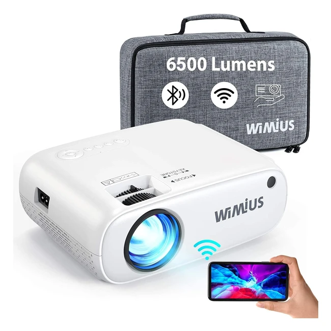 Wimius Proiettore Wifi Bluetooth Mini Videoproiettore 6500 Lumen - Full HD 1080p - Portatile per Telefono - Compatibile con HDMI PS4 USB TV Stick - Proiettore 250 per Home Cinema