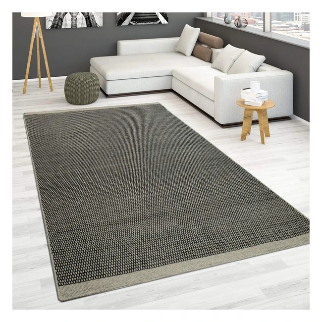Paco Home Handgewebter Teppich Flachgewebe 100% Wolle Skandinavischer Stil in verschiedenen Farben Größe 80 x 150 cm Farbe Grau
