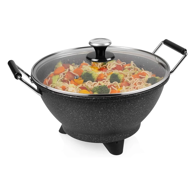 Wok lectrique Princess Stirfry 162389 - 1400W - 7L - Revtement marbre noir