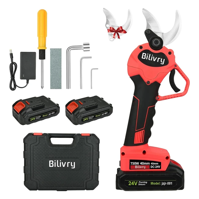 Forbici Potatura Elettriche - Diametro Massimo 40mm - Forbici Professionali Senza Fili - Batteria 3000mAh - Adatto Giardinaggio - Cesoie Frutta - Rosso
