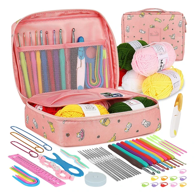 Aeelike Crochet Kits for Beginners - Complete Set with Metal Hooks, Wool Case, and Accessories