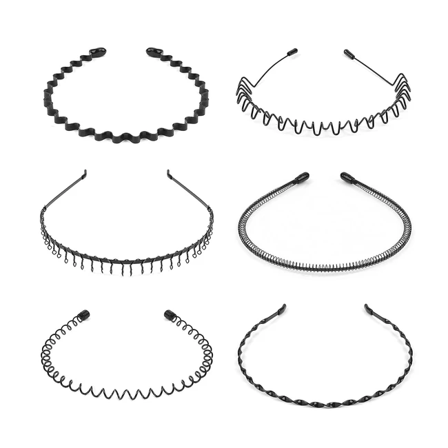 Uraqt Metall Haarreifen Unisex 6 Stck Spring Wave Haarband Multistyle Stirnband 