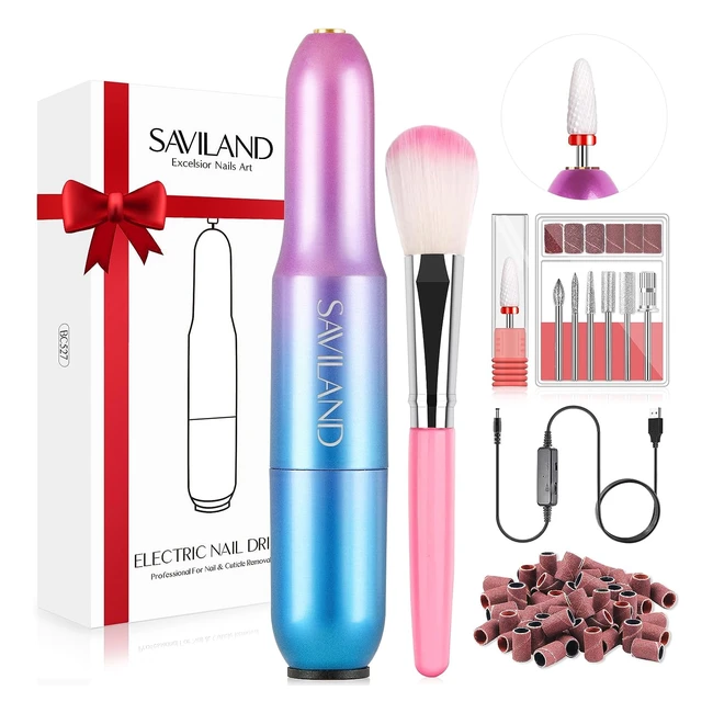 Saviland Powerful Electric Nail Files - Low Noise, Speed Adjustable, USB - 20000 RPM - Nail Drill Machine